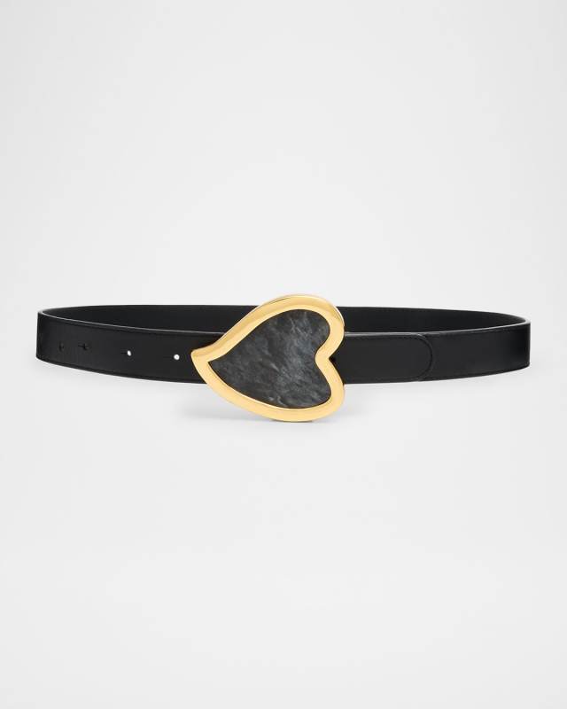 Oversized Marble Heart Leather Belt